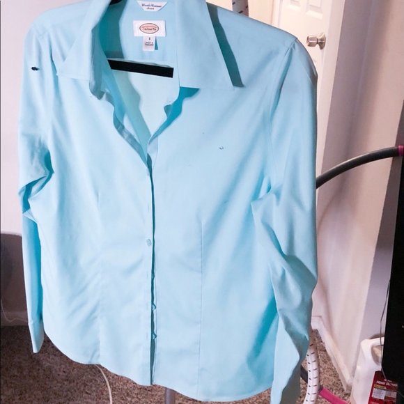 Tiffany Blue Button Down Blouse - Picture 4 of 5